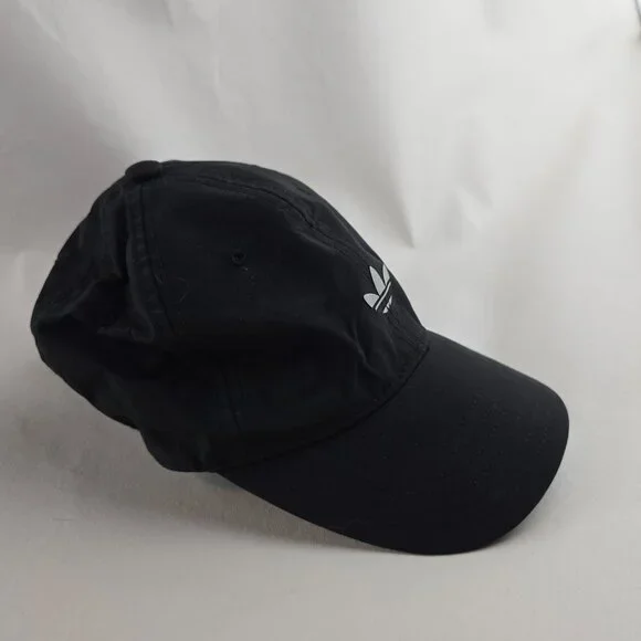 Adidas Hat Mens Relaxed Strap Back Black Reflective Running Lightweight Trefoil - Picture 2 of 9